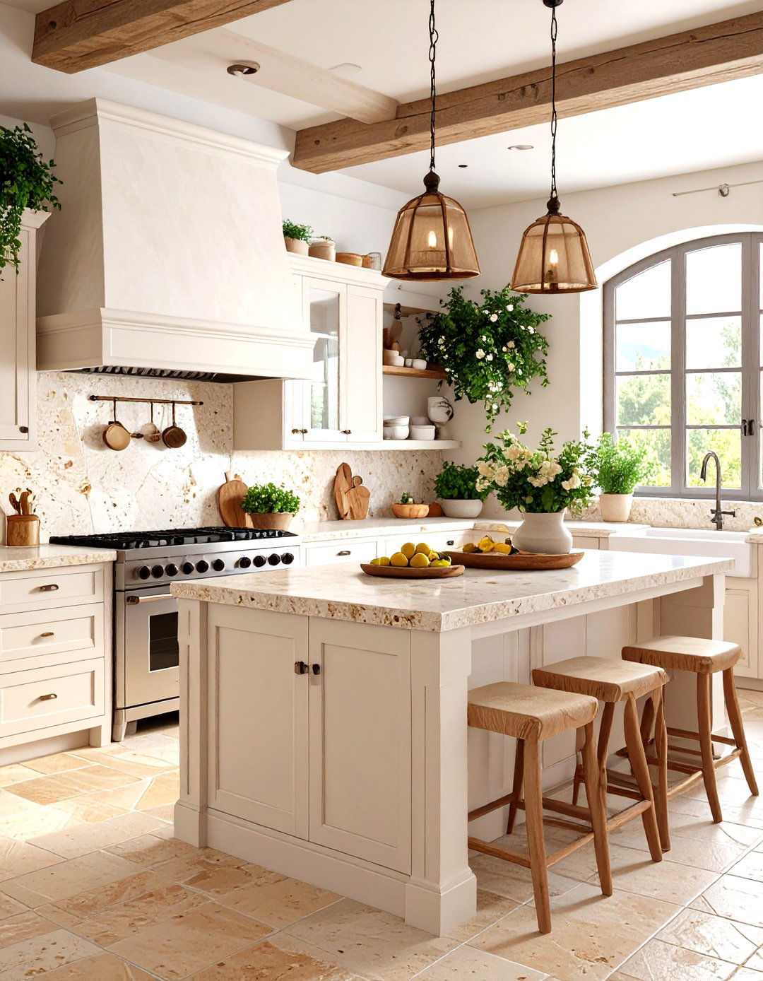 Unfilled Travertine Natural Porous Character - 24 Travertine Floor Kitchen Ideas