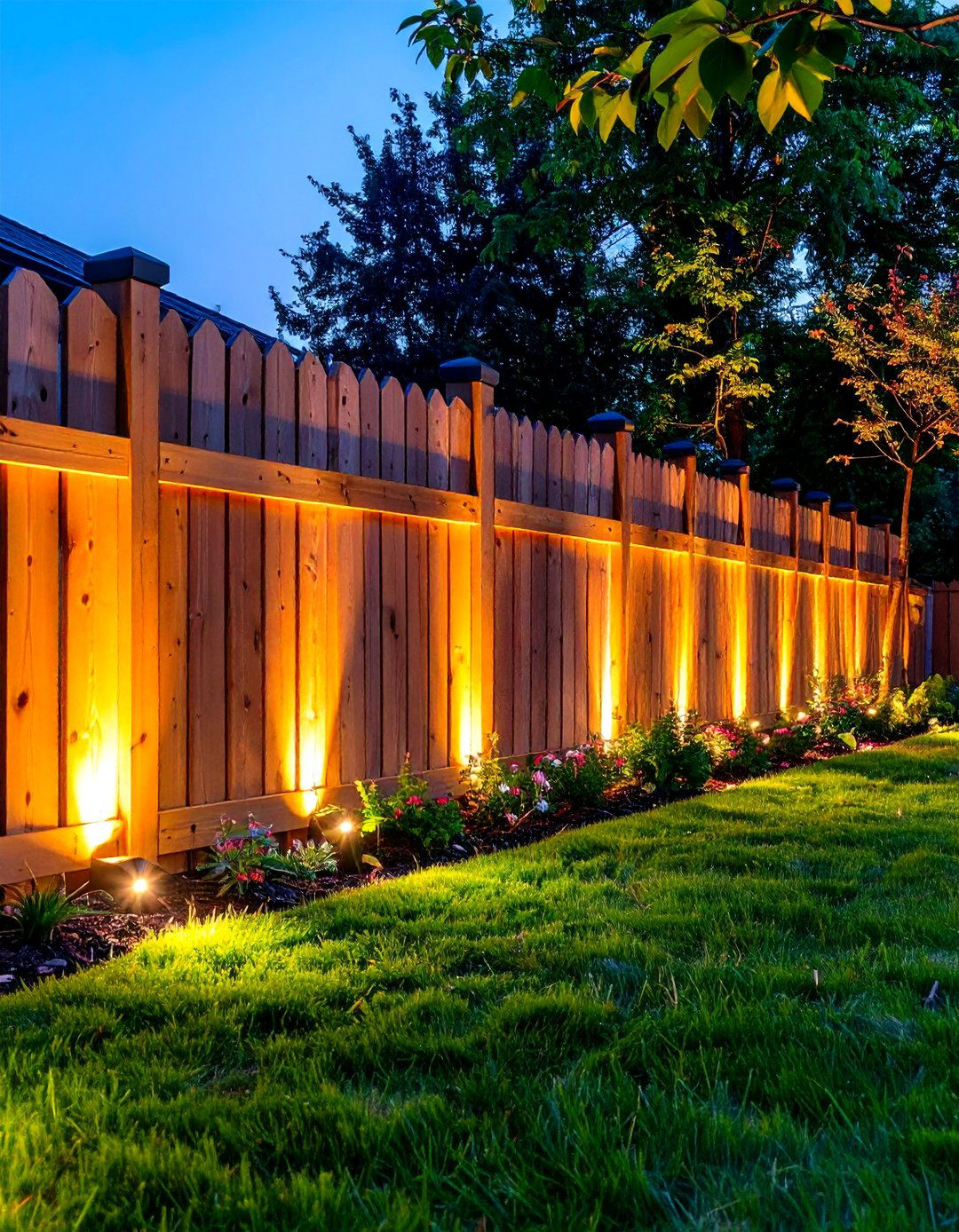 Uplighting Fence Silhouette Effects - 24 Fence Lighting Ideas