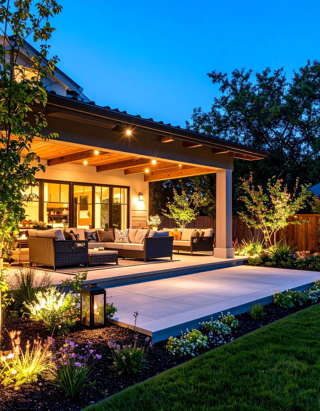 Uplighting Landscape Integration - 24 Covered Patio Lighting Ideas
