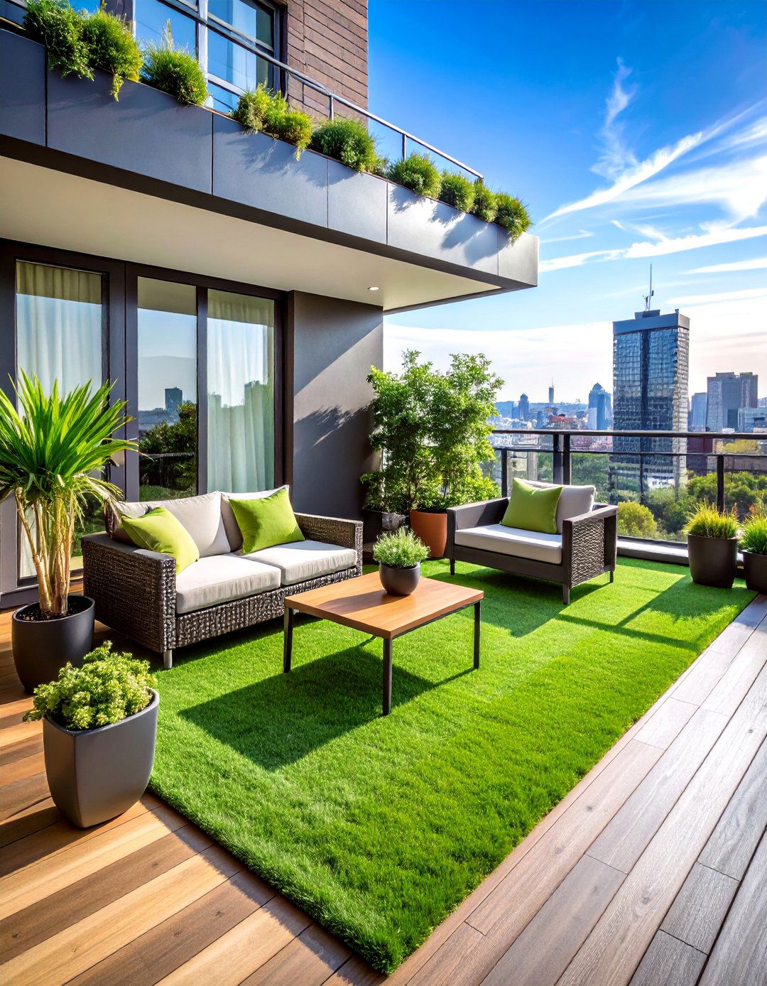 Urban Balcony Retreat - 24 Backyard Turf Ideas