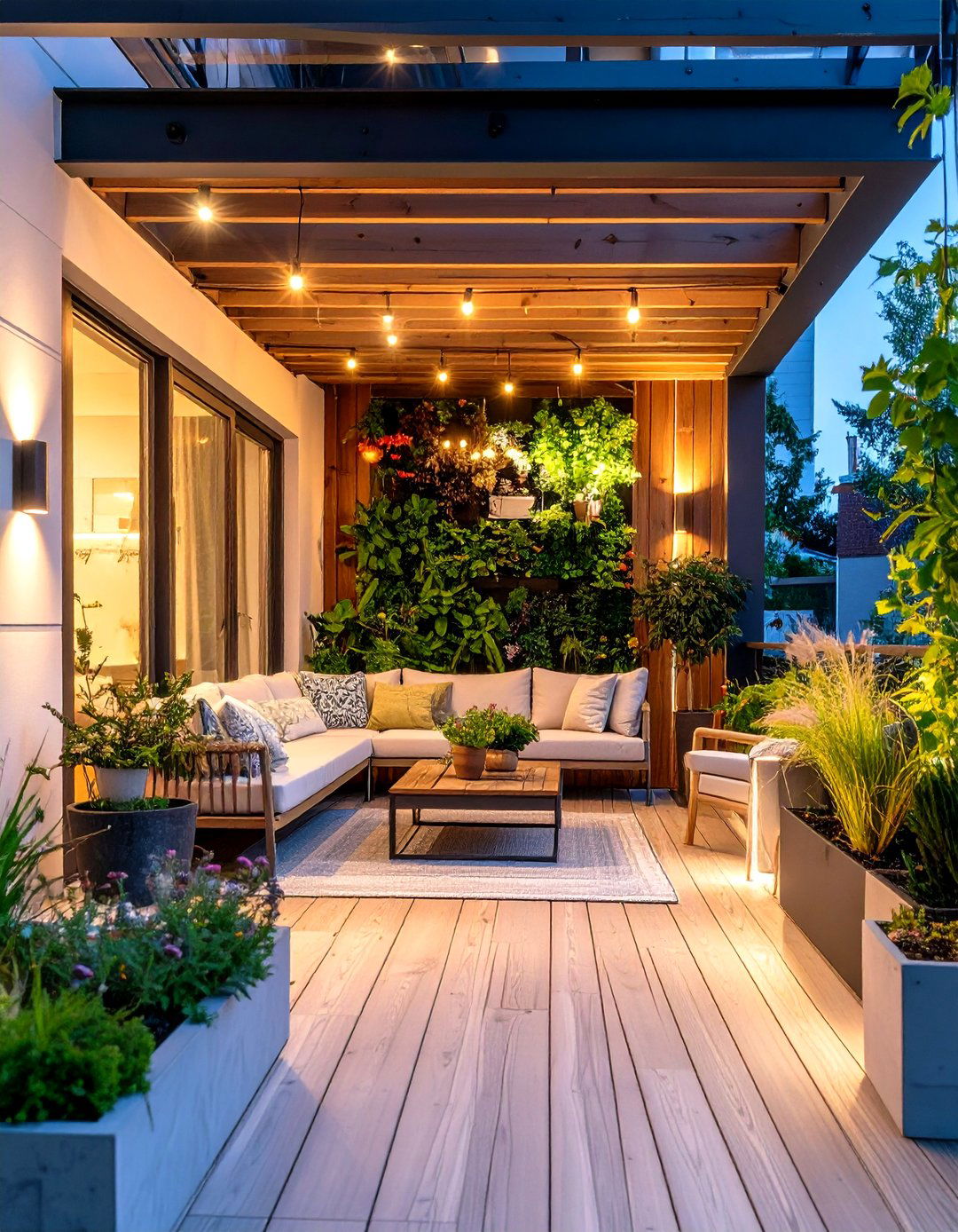 Urban Chic Porch with Vertical Gardens and Modern Lighting - 24 Small Porch Ideas