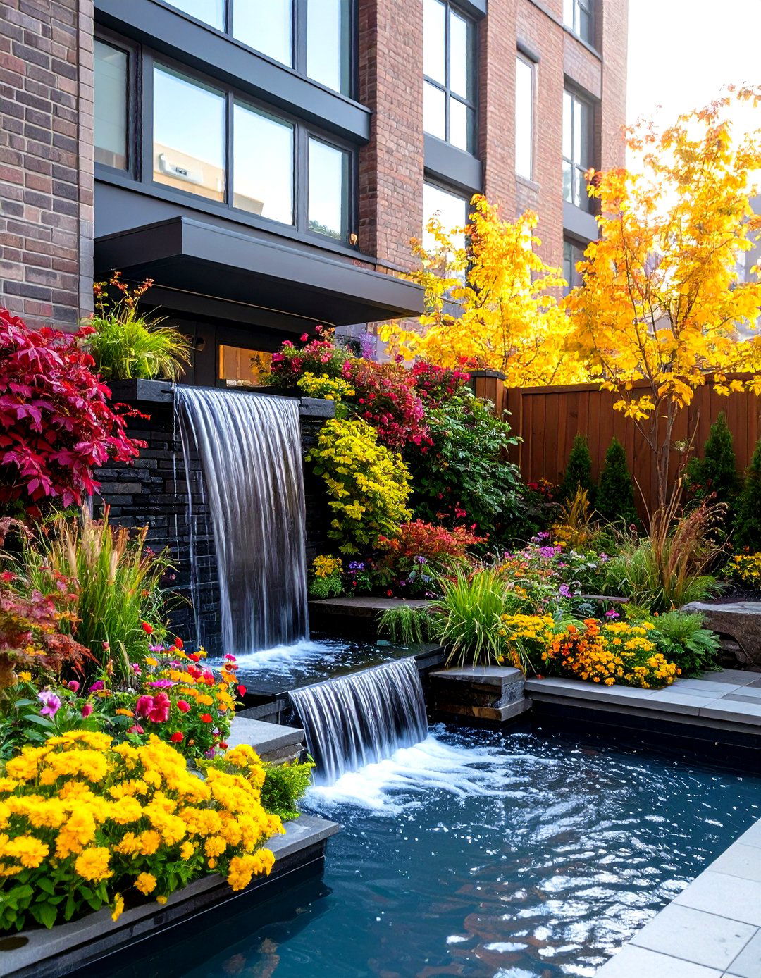 Urban Courtyard Water Feature - 24 Pondless Waterfall Design Ideas
