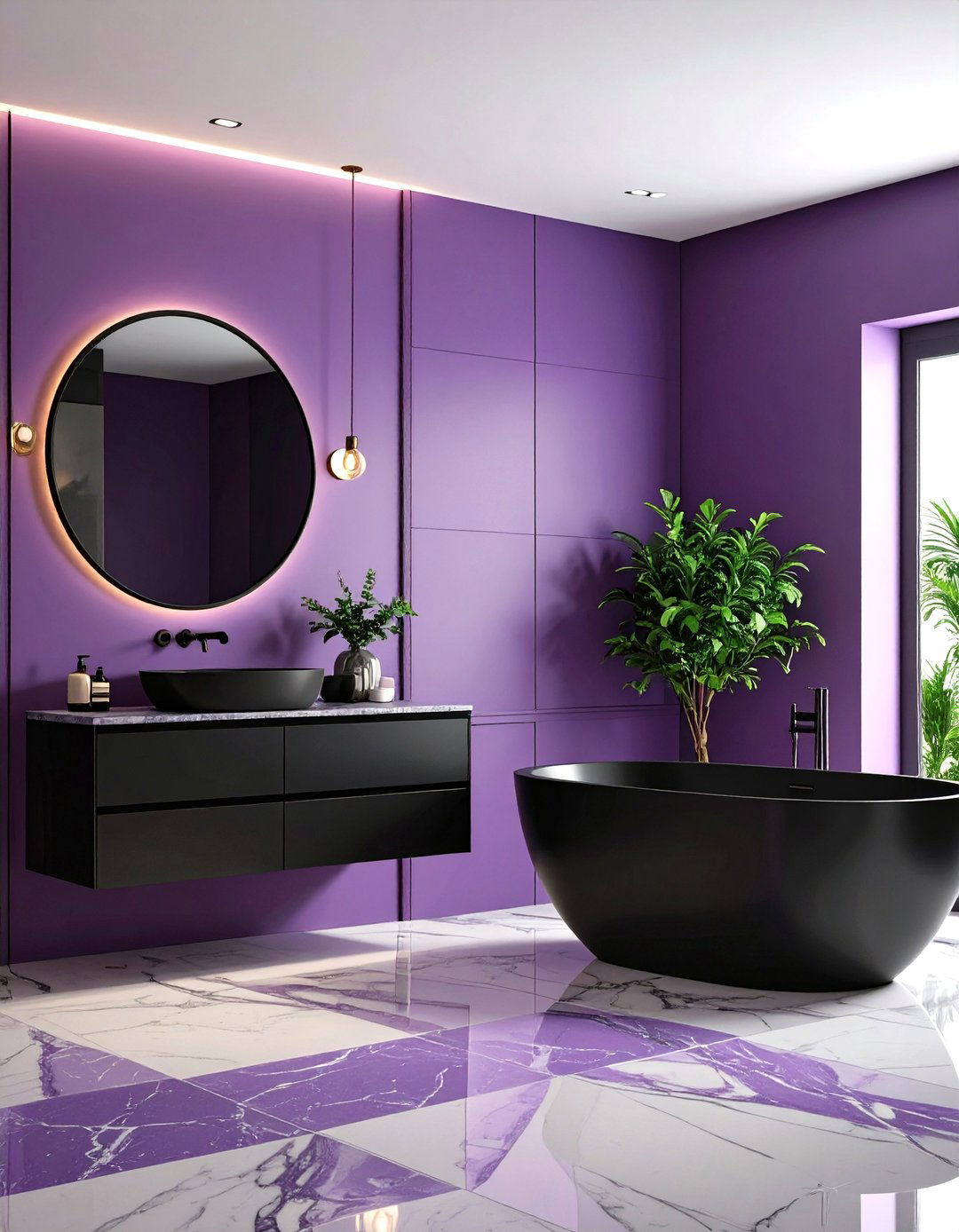 Urban Eggplant Sophistication - 24 Purple Bathroom Ideas