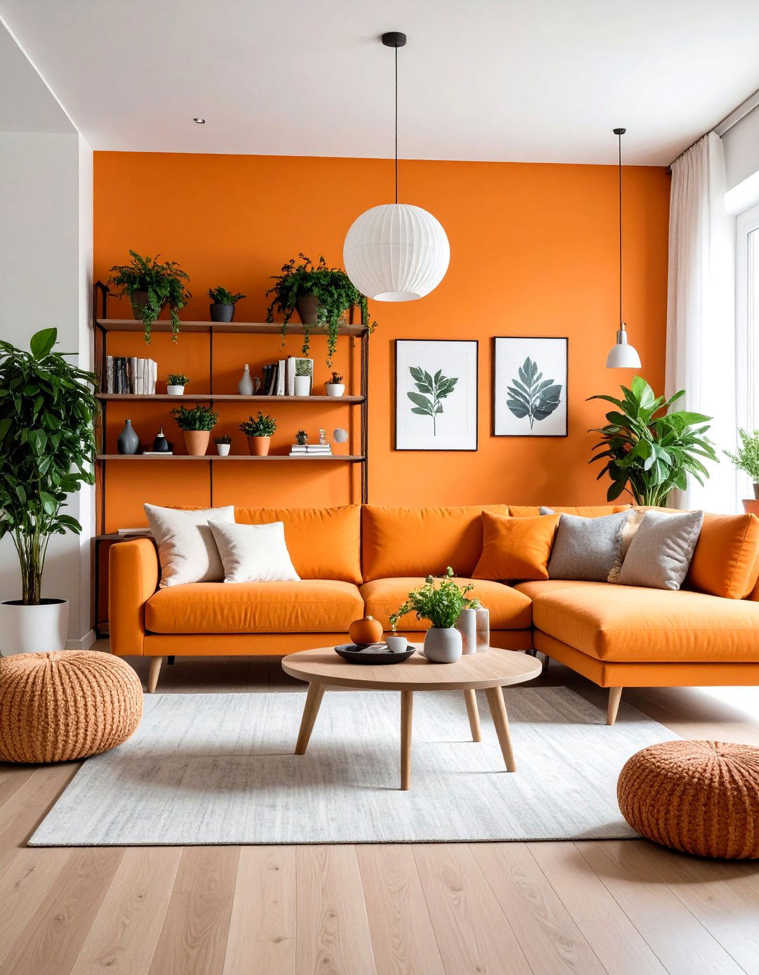 Urban Green Orange Apartment Living Room - 24 Green and Orange Living Room Ideas