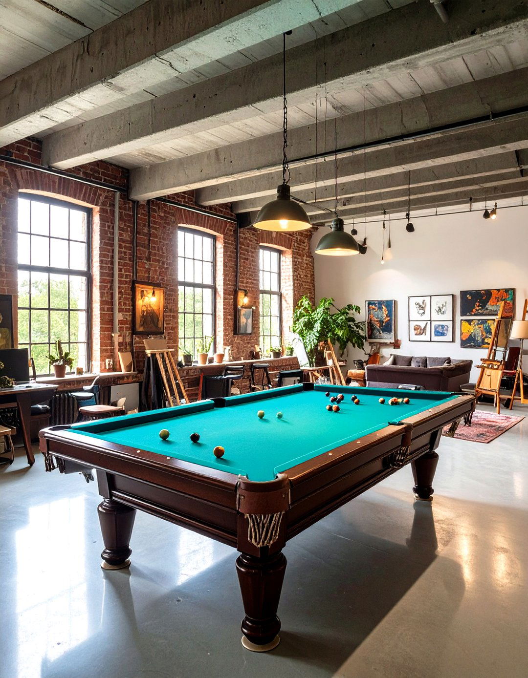 Urban Loft Artist Pool Room - 24 Pool Table Room Ideas