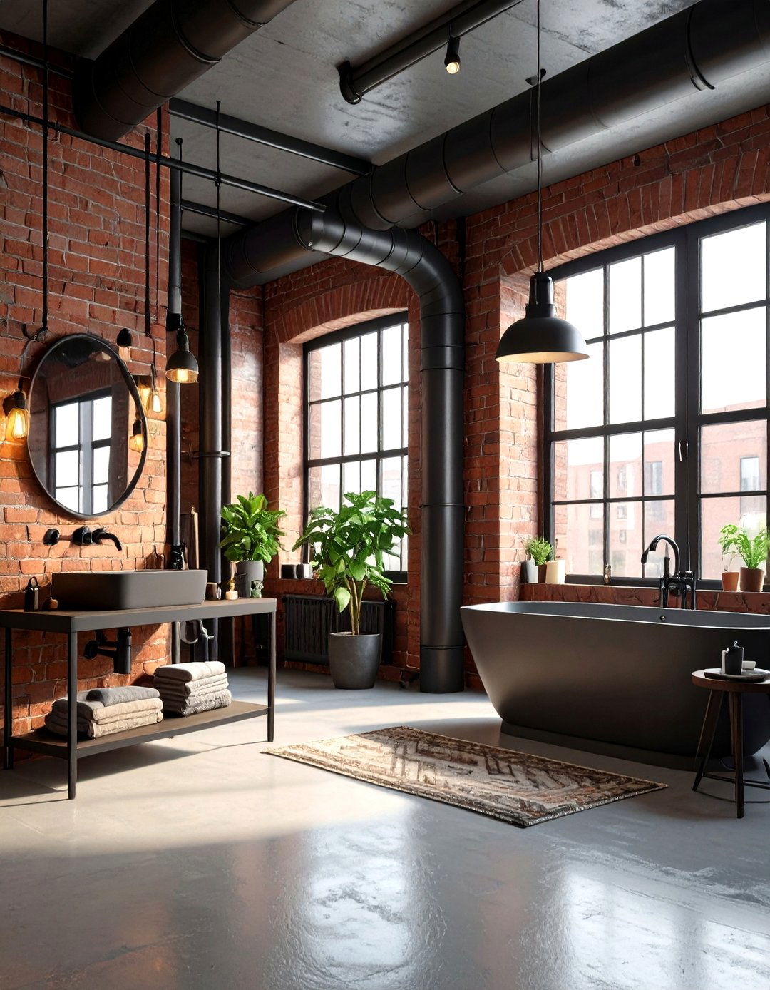 Urban Loft Bathroom with Exposed Black Plumbing - 24 Bathroom With Black Fixtures