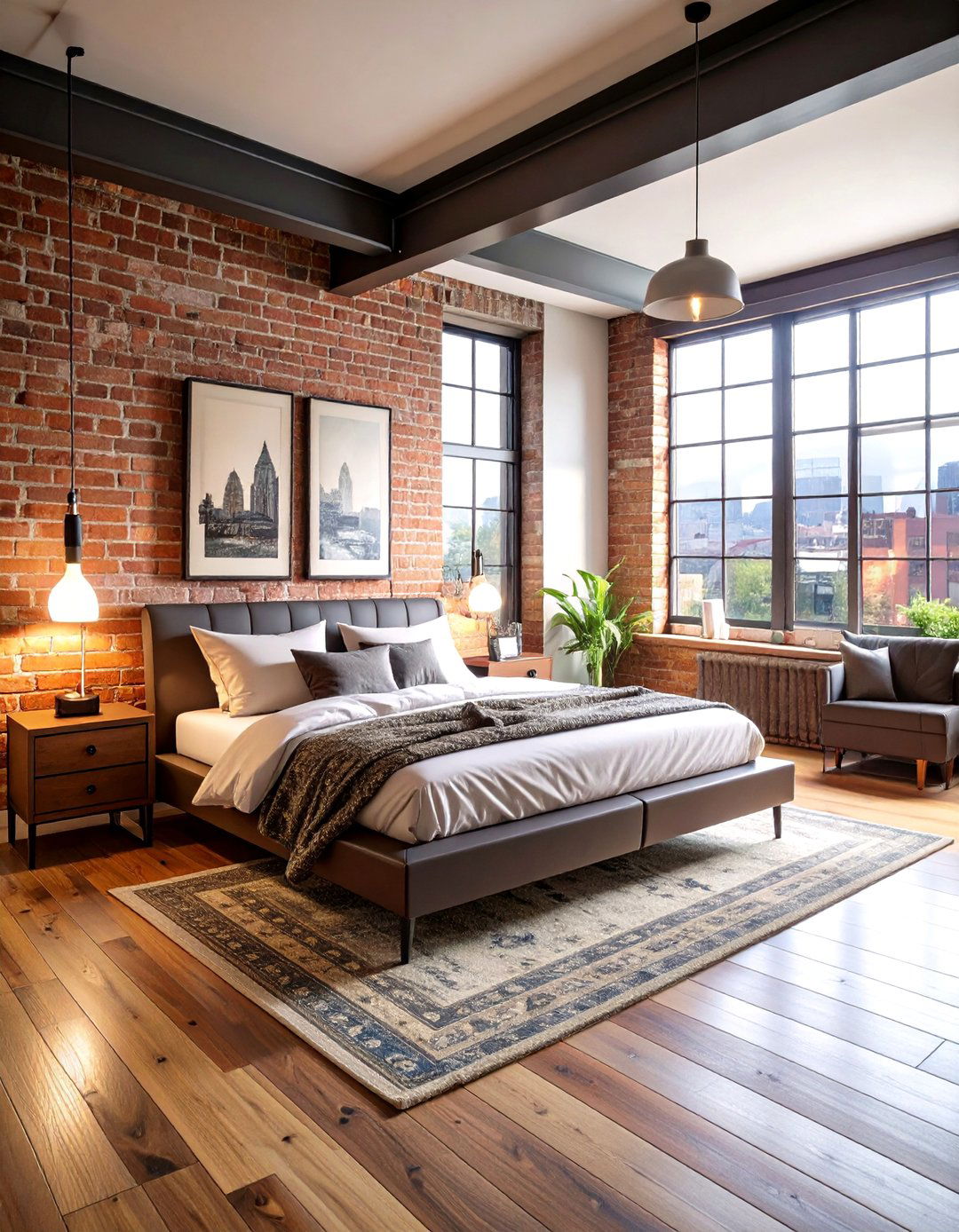 Urban Loft Bedroom with Exposed Elements - 24 Cozy Bedroom Ideas