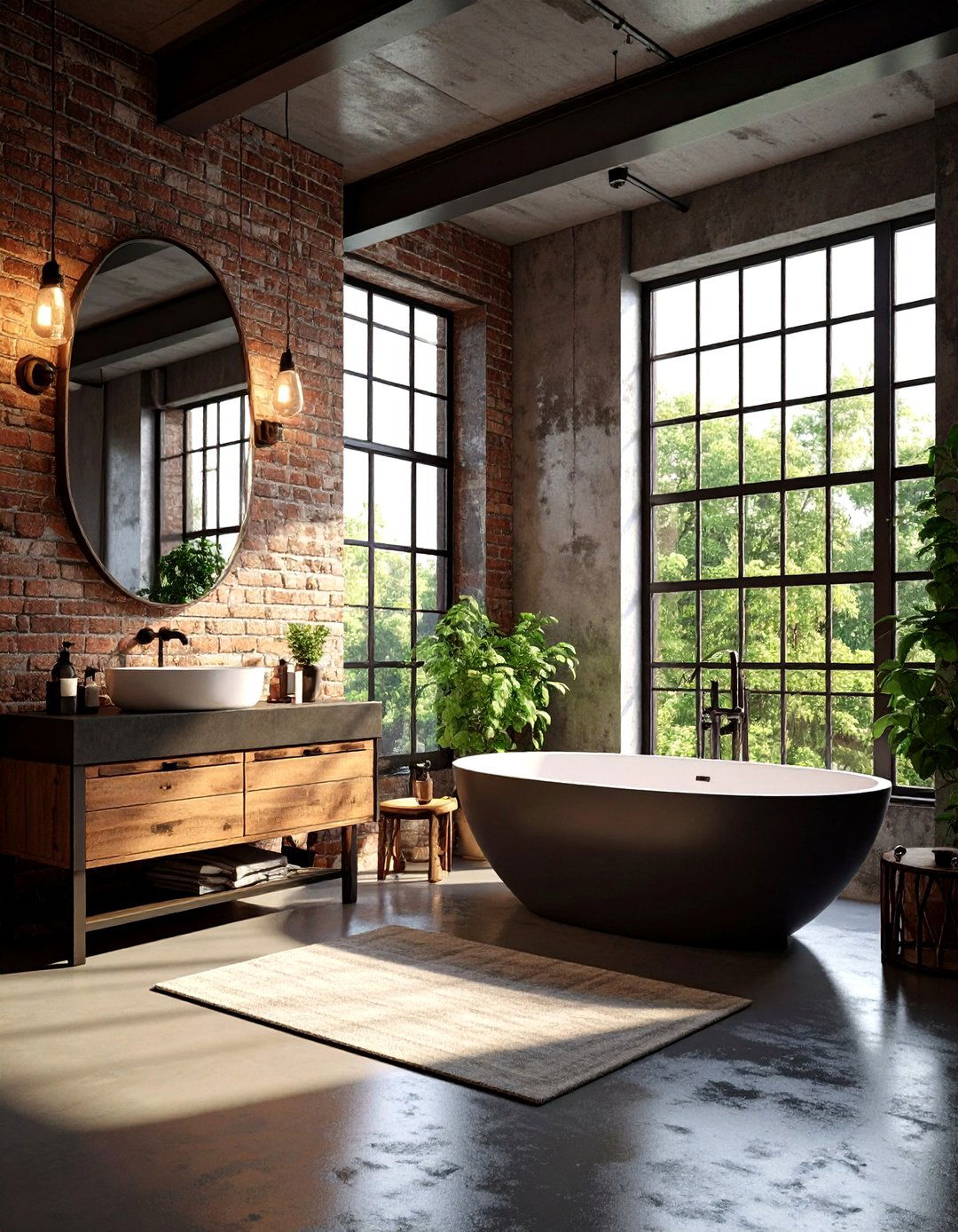 Urban Loft Black Concrete with Exposed Elements - 24 bathroom with black countertops ideas