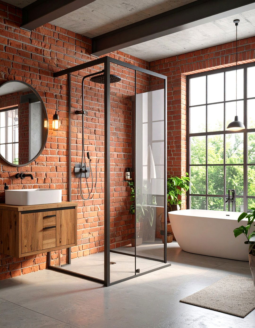 Urban Loft Brick and Steel Shower Industrial - 24 Bathroom Shower Ideas