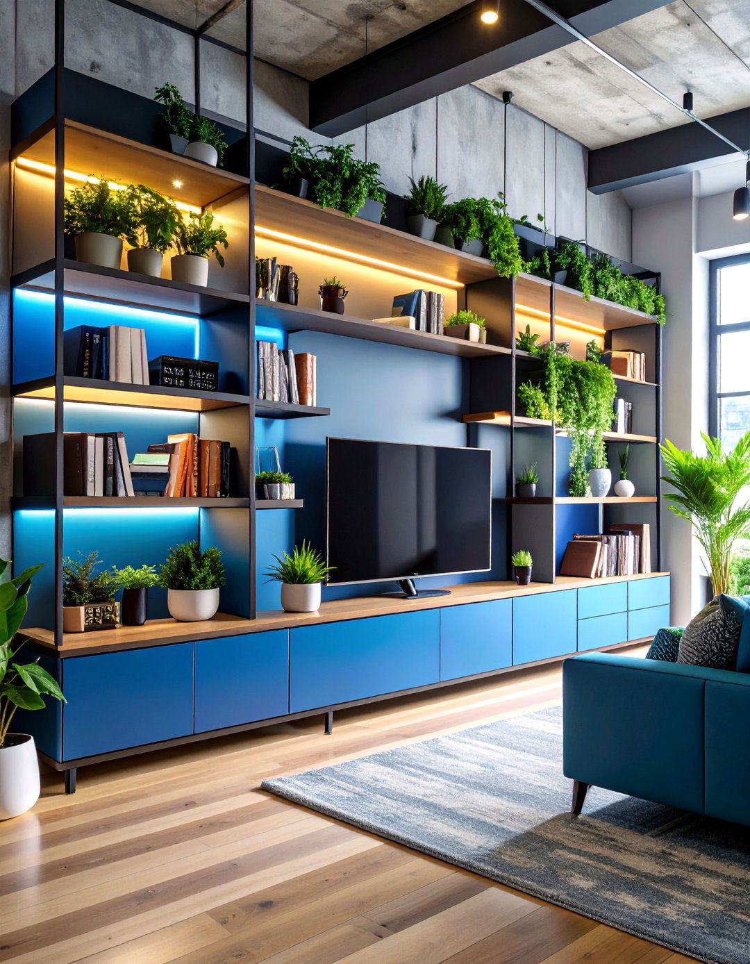 Urban Loft Entertainment Center - 24 Shelf Decor Ideas