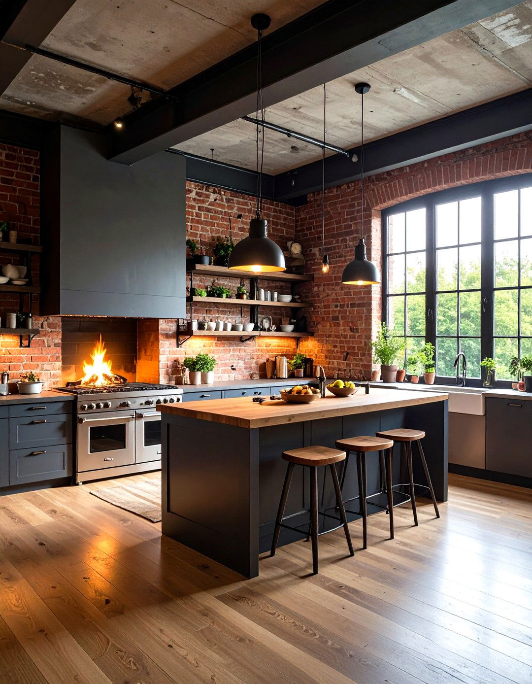 Urban Loft Kitchen Fireplace - 24 Kitchens With Fireplaces