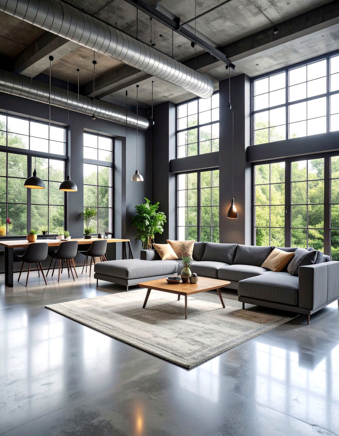 Urban Loft Open Concept - 24 Contrasting Living Rooms With Dark Grey Walls