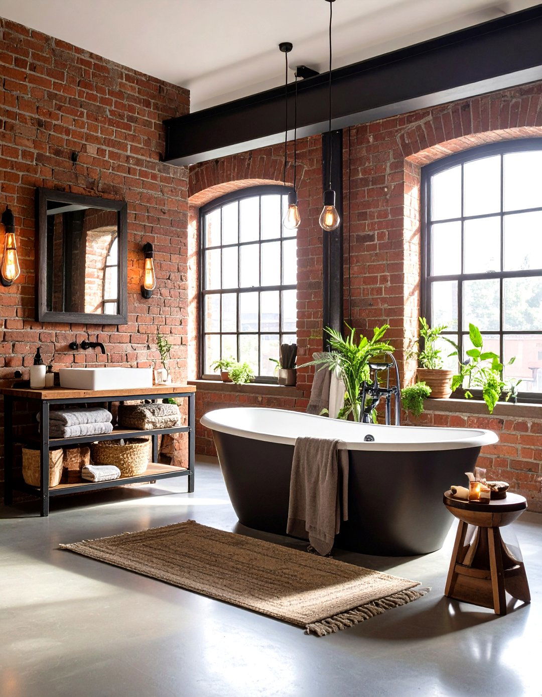 Urban Loft Windowless Bathroom with Raw Industrial Elements - 24 Windowless Bathroom Ideas