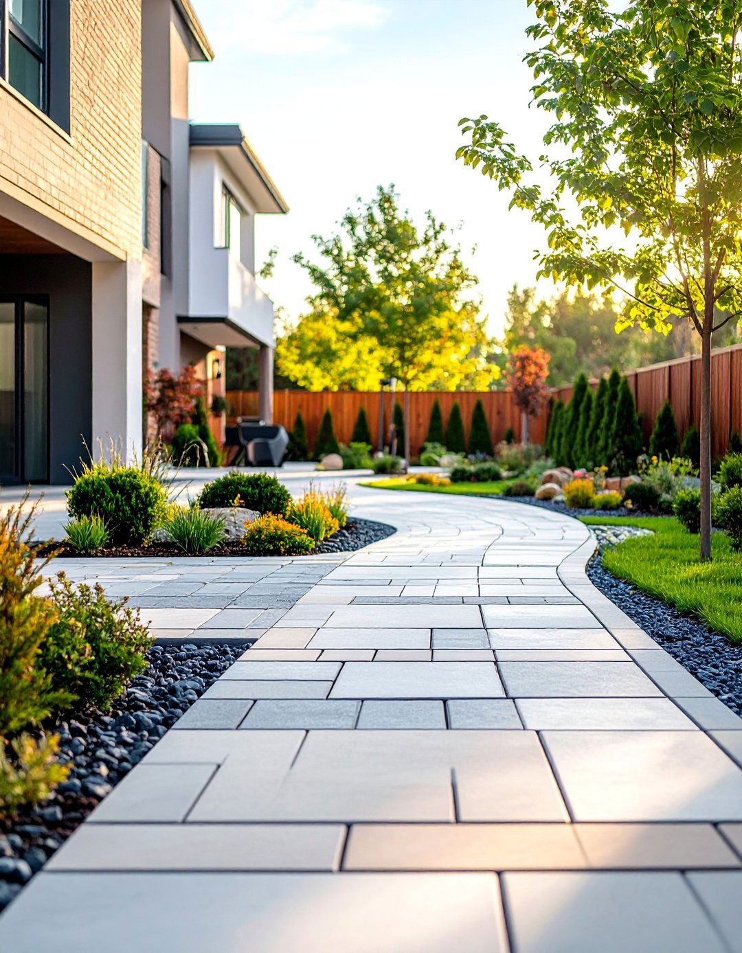 Urban Modern Accent Cobblestone Features - 24 Cobble Stone Walkway Ideas