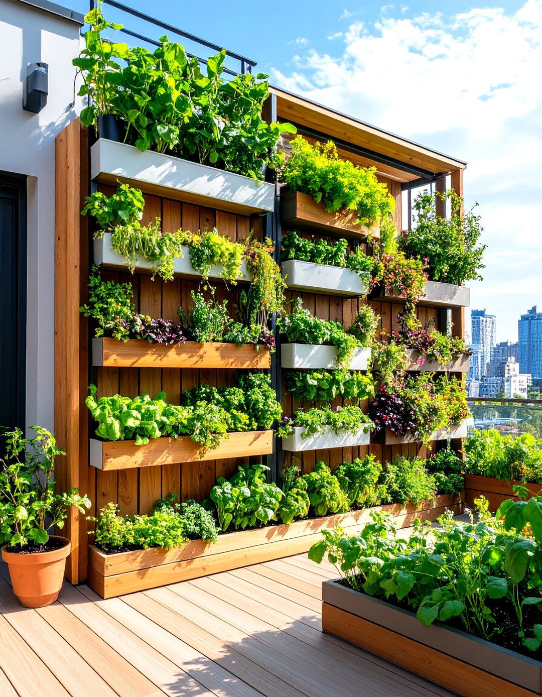 Urban Rooftop Garden Balcony with Vertical Growing Systems - 24 Balcony Over Garage Ideas