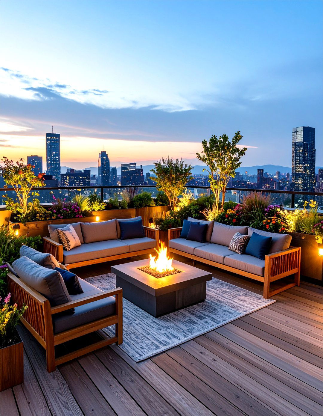 Urban Rooftop Living Space with City Views - 24 Outdoor Living Room Ideas