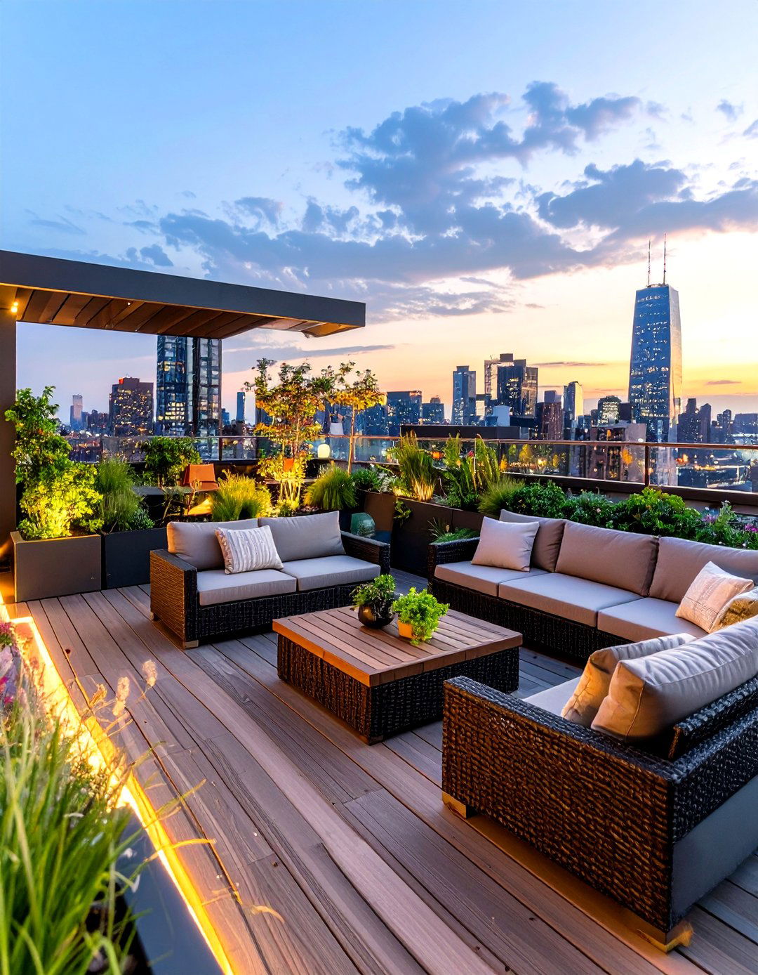 Urban Rooftop Patio with City Skyline Views - 24 Patio Decor Ideas