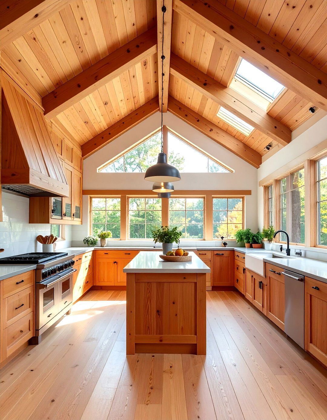 Vaulted Plank Kitchen Ceiling