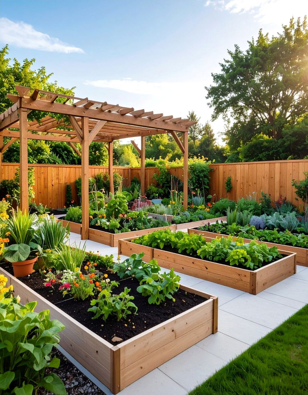 Vegetable Garden with Raised Beds - 24 Beautiful Gardens