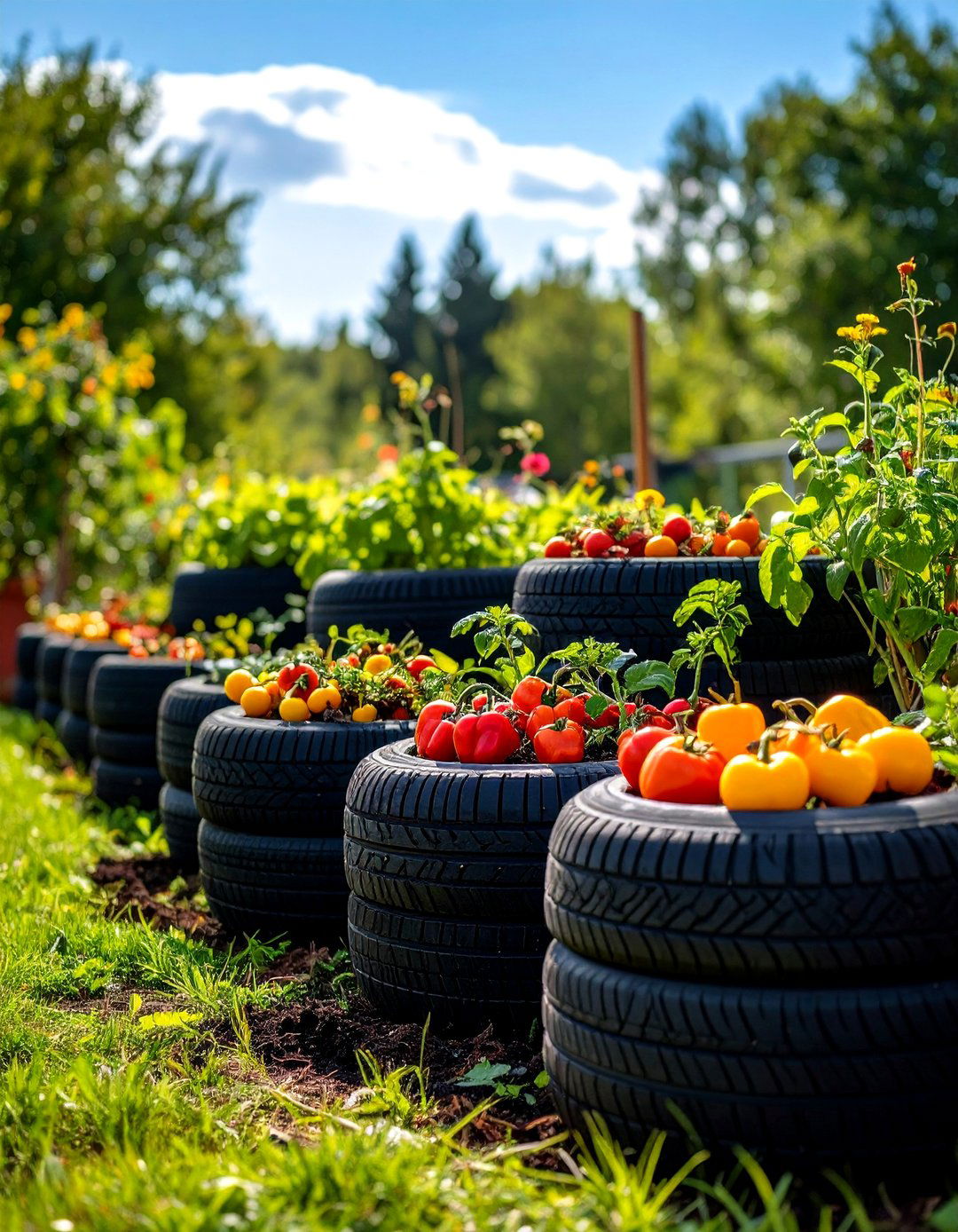 Vegetable Growing Systems - 24 Recycled Tyre Garden Art Ideas