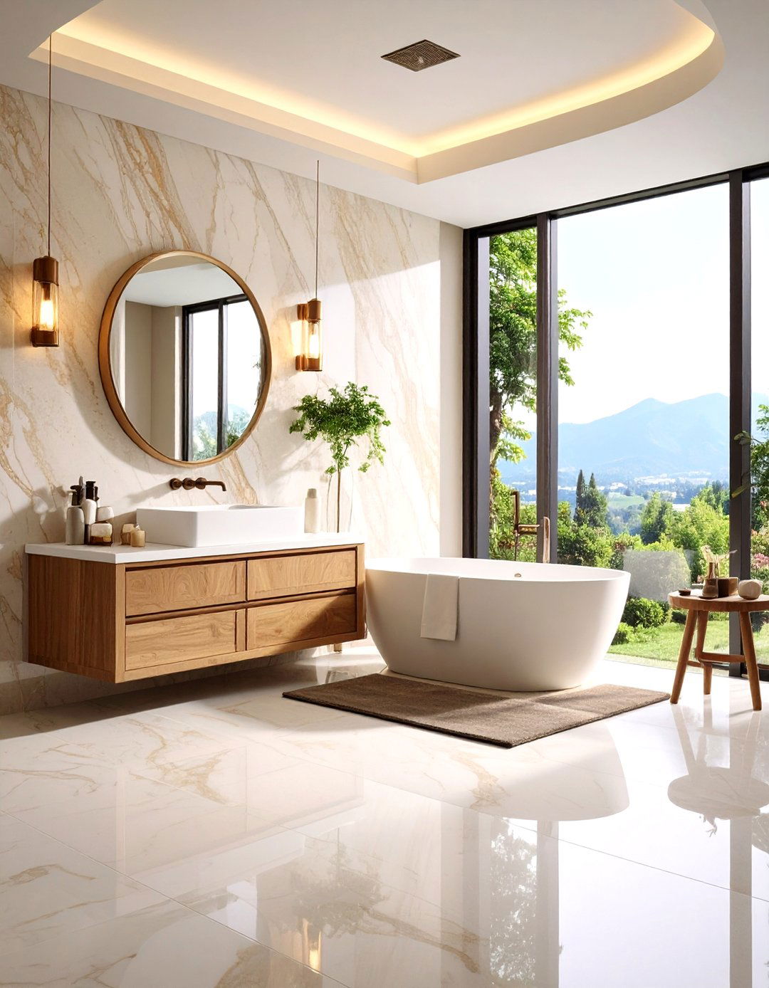 Vein Cut Travertine Dramatic Patterns - 24 Travertine Tile Bathroom Ideas