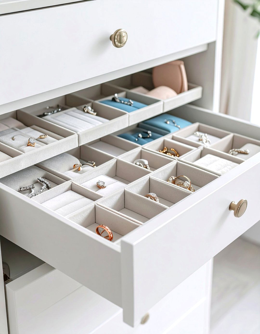 Velvet Lined Sectional Tray Collections - 24 Jewelry Storage Ideas