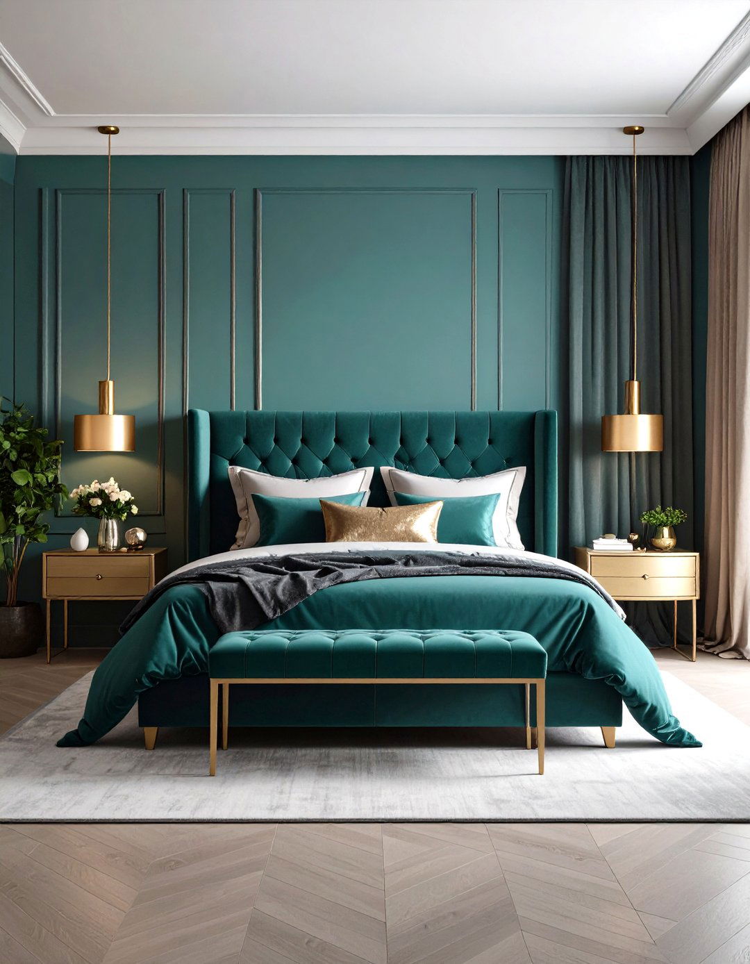 Velvet Luxury Accent Bedroom - 24 Housewarming Decoration Ideas