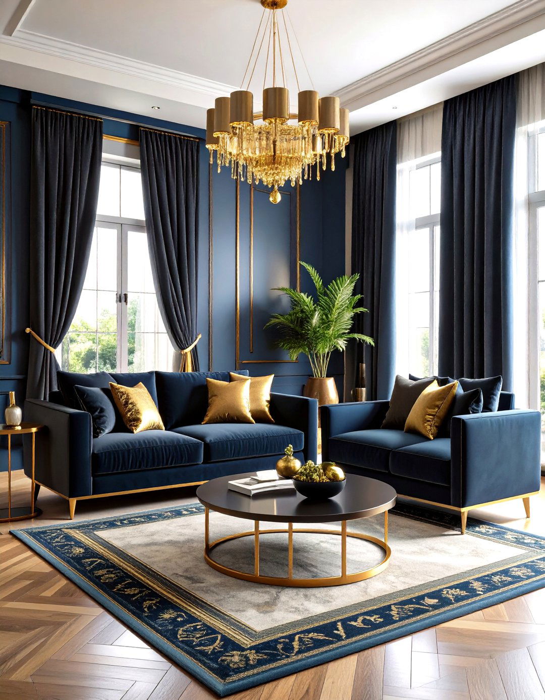 Velvet Luxury Living Experience - 24 Black and Gold Living Room Ideas