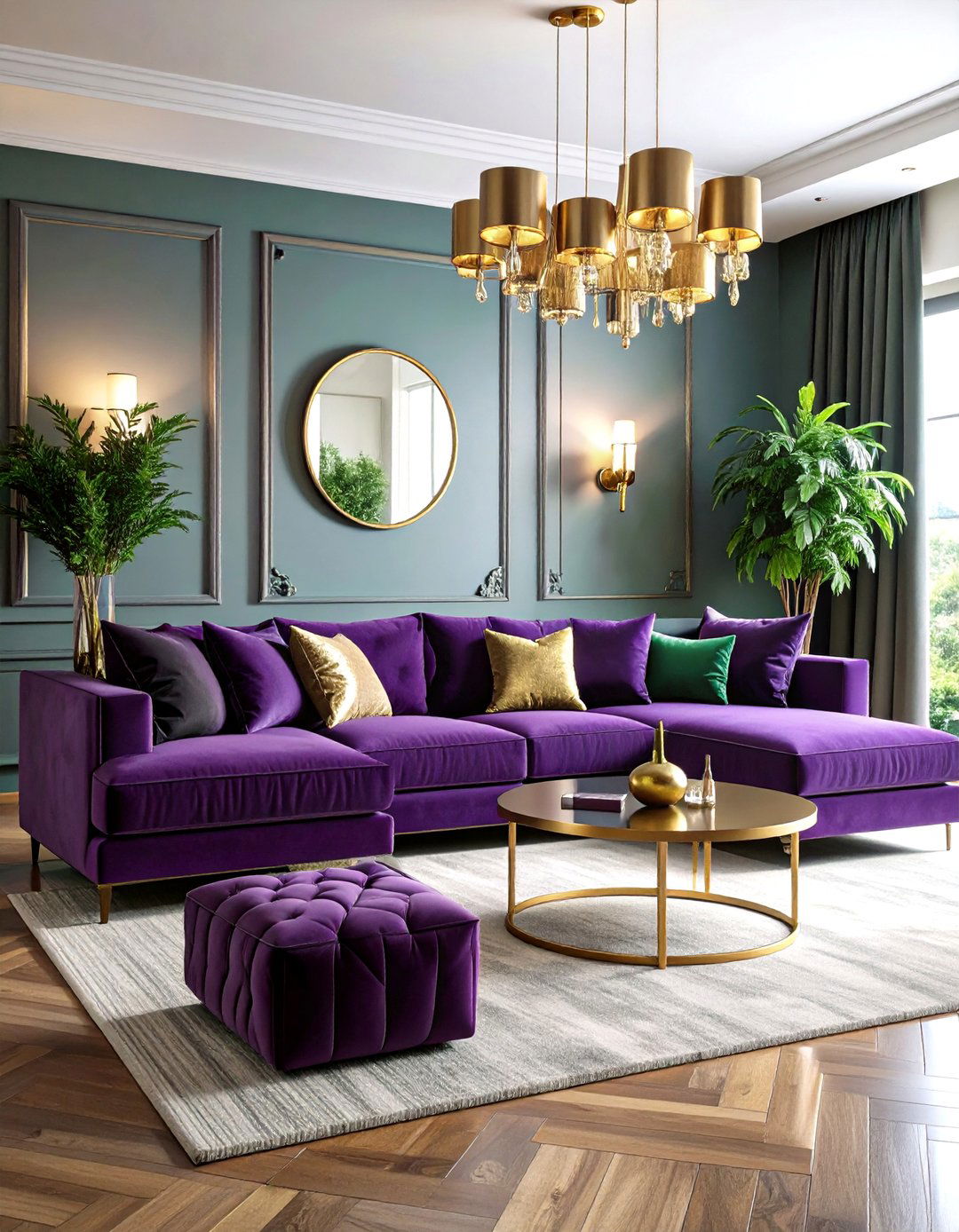 Velvet Sectional Social Hub - 24 70s Living Room Ideas