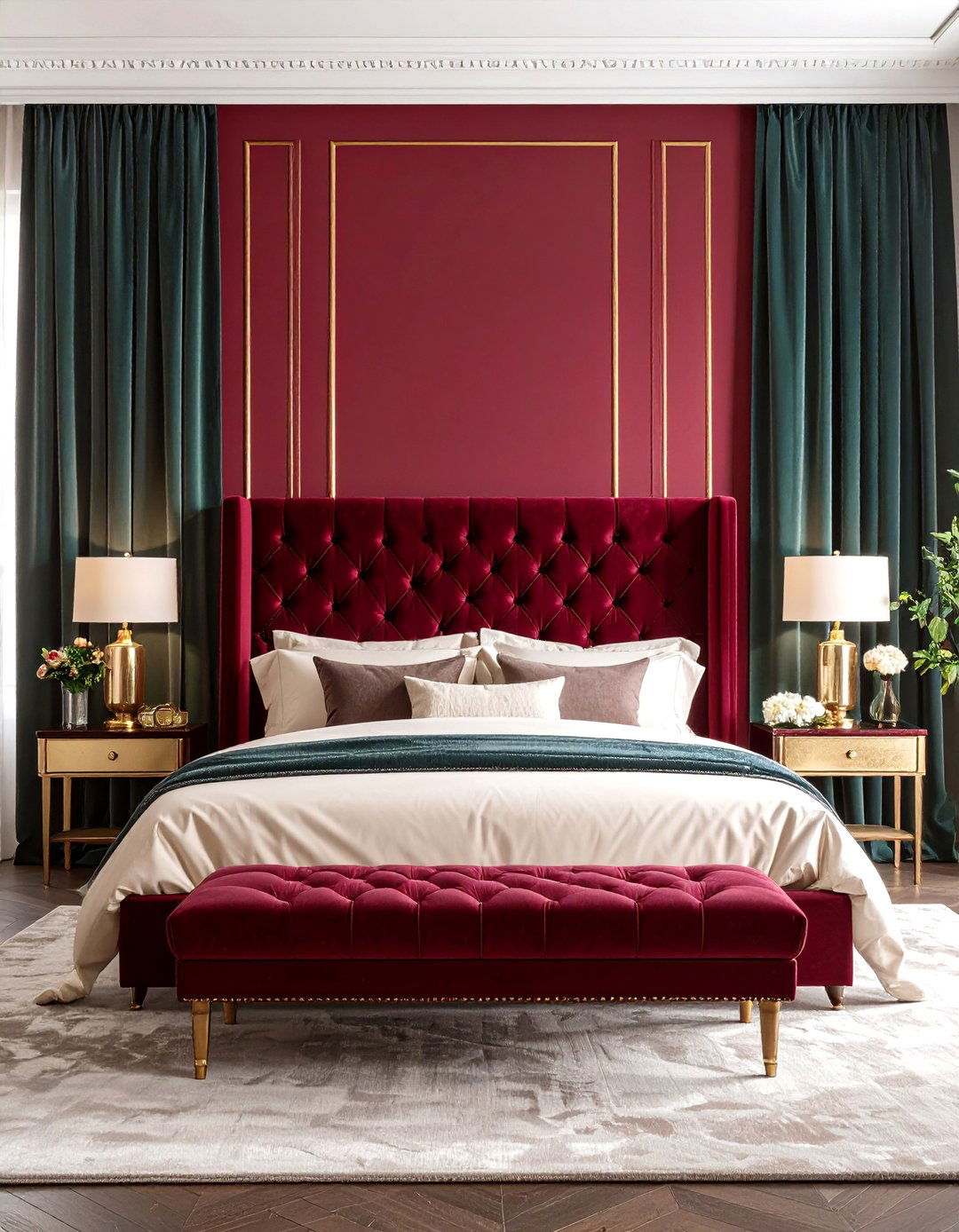 Velvet Textile Luxury Bedroom - 24 Art Deco Bedroom Ideas