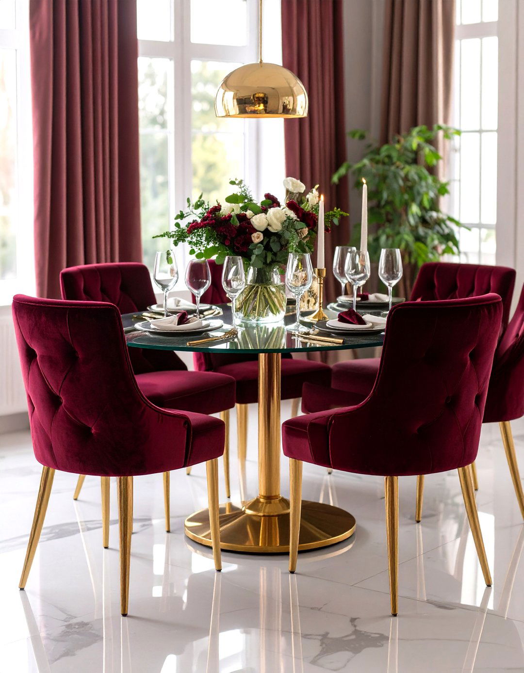 Velvet Upholstered Seating Luxury - 24 Glam Dining Room Ideas