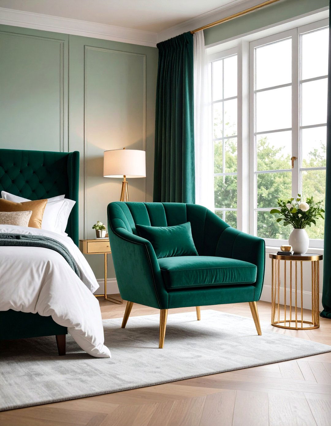 Velvet Upholstered Seating - 24 Midcentury Modern Bedroom Decorating Ideas