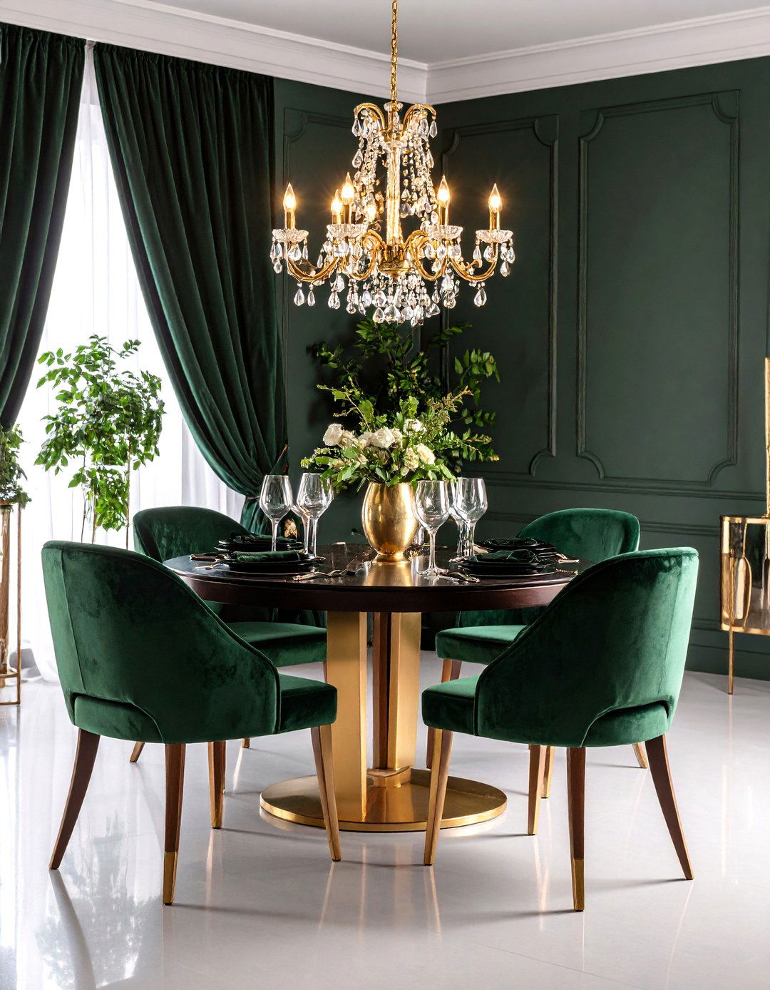 Velvet Upholstery Dining Room with Luxurious Textures - 24 Art Deco Dining Room Ideas