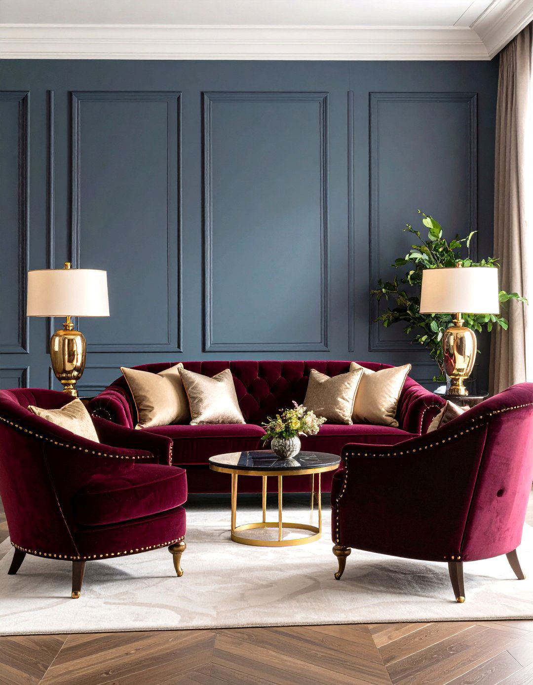 Velvet Upholstery Luxury Seating - 24 Parisian-style Living Room Ideas