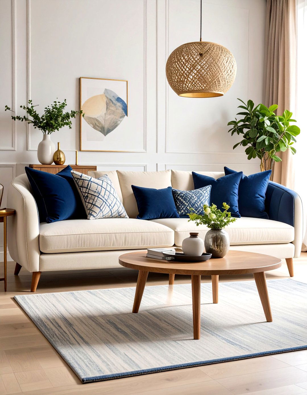 Velvet and Linen Contrast Living Room - 24 Mismatched Sofas in Living Room Ideas