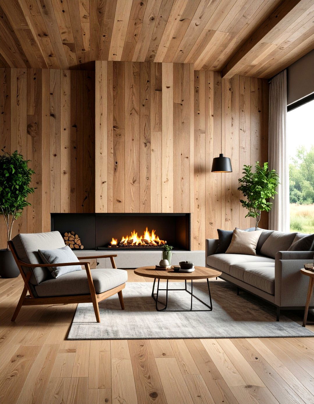 Vertical Barnwood Living Room Feature - 24 Barnwood Accent Wall Ideas