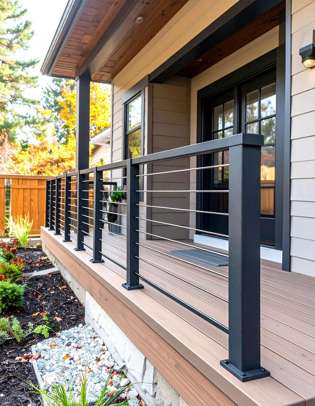 Vertical Cable Modern Designs - 24 Front Porch Railing Ideas