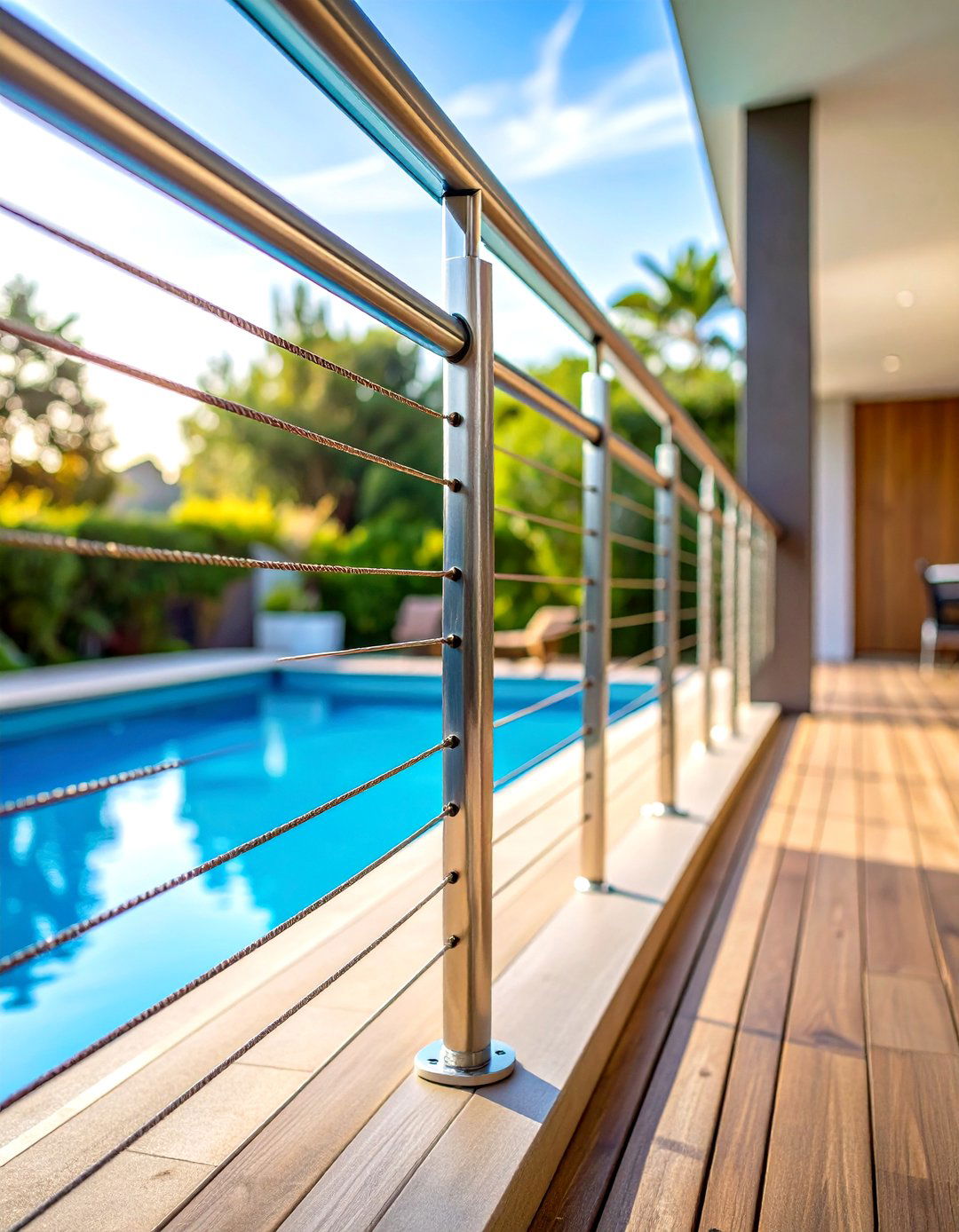 Vertical Cable Pool Deck Railings - 24 Pool Deck Railing Ideas