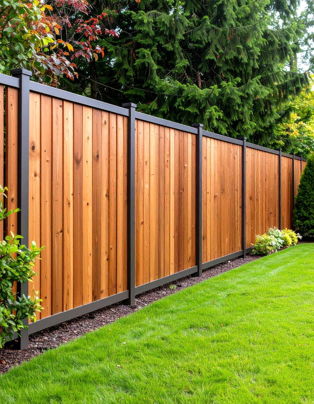 Vertical Cedar Metal Accent Privacy - 24 Metal and Wood Fence