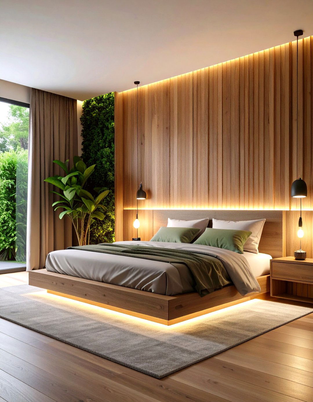Vertical Cedar Slat Wall with Hidden LED Lighting - 24 Wood Slat Accent Wall Ideas