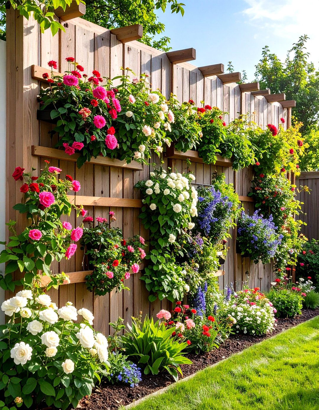 Vertical Climbing Perennial Display - 24 Perennial Flower Bed Ideas