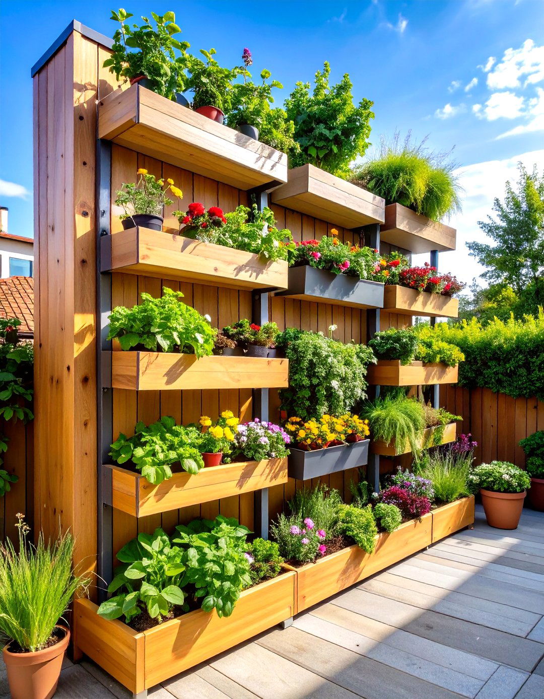 Vertical Container Garden Wall - 24 Patio Garden Ideas