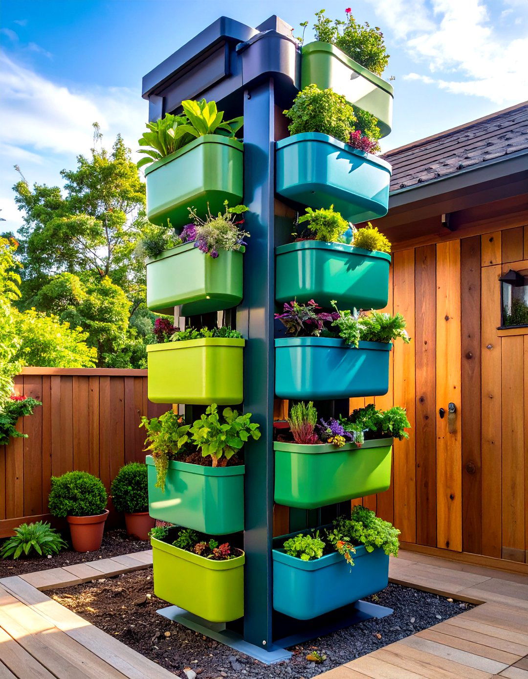 Vertical Container Tower Garden - 24 Vertical Garden Ideas