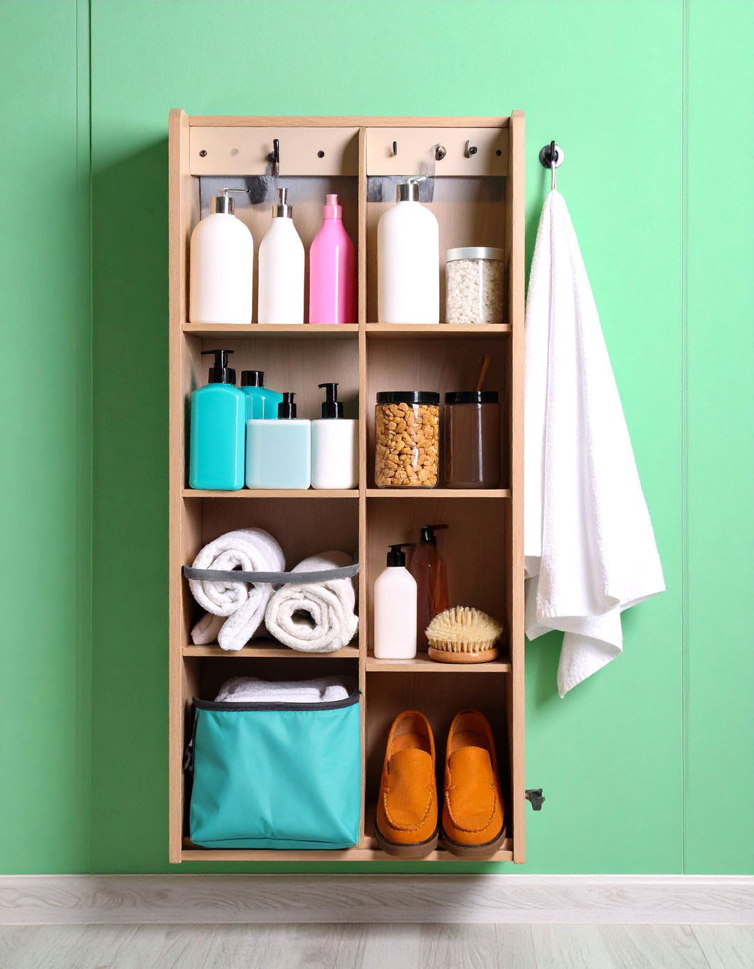 Vertical Door Shoe Organizer Repurposing - 24 Small Bathroom Storage Ideas