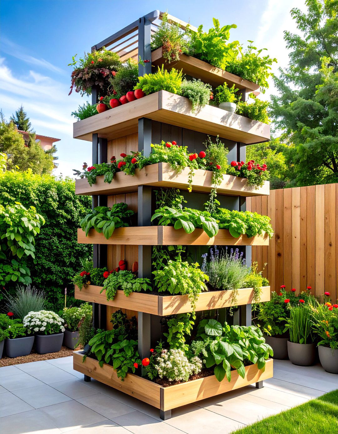 Vertical Garden Container Towers - 24 Potted Plant Arrangement Ideas