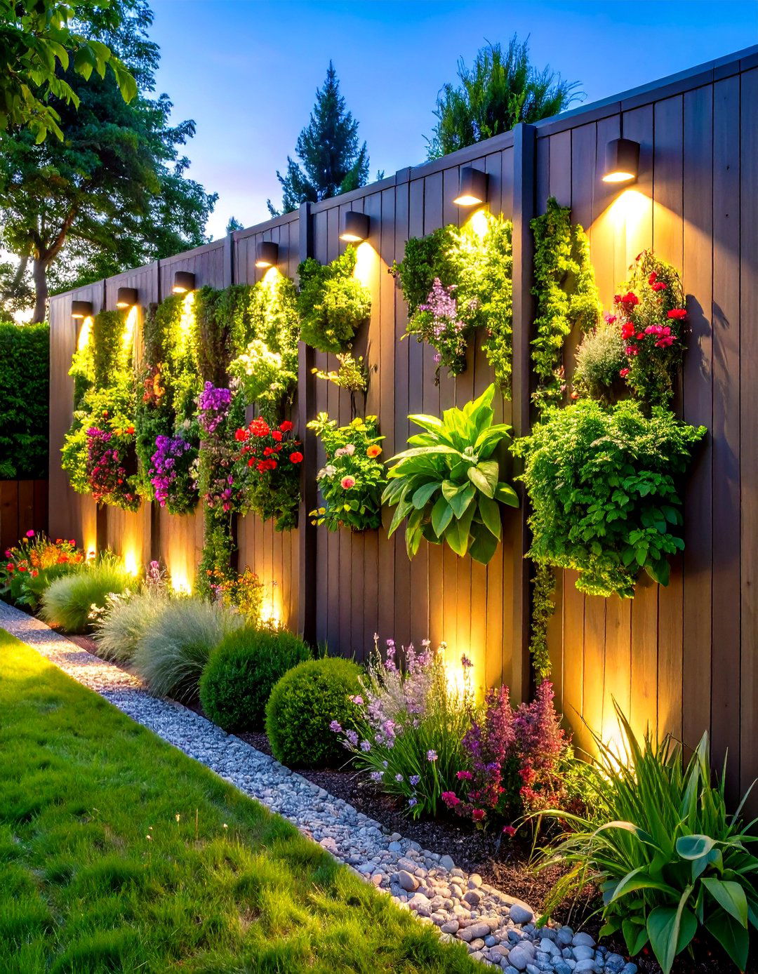 Vertical Garden Fence Lighting - 24 Fence Lighting Ideas