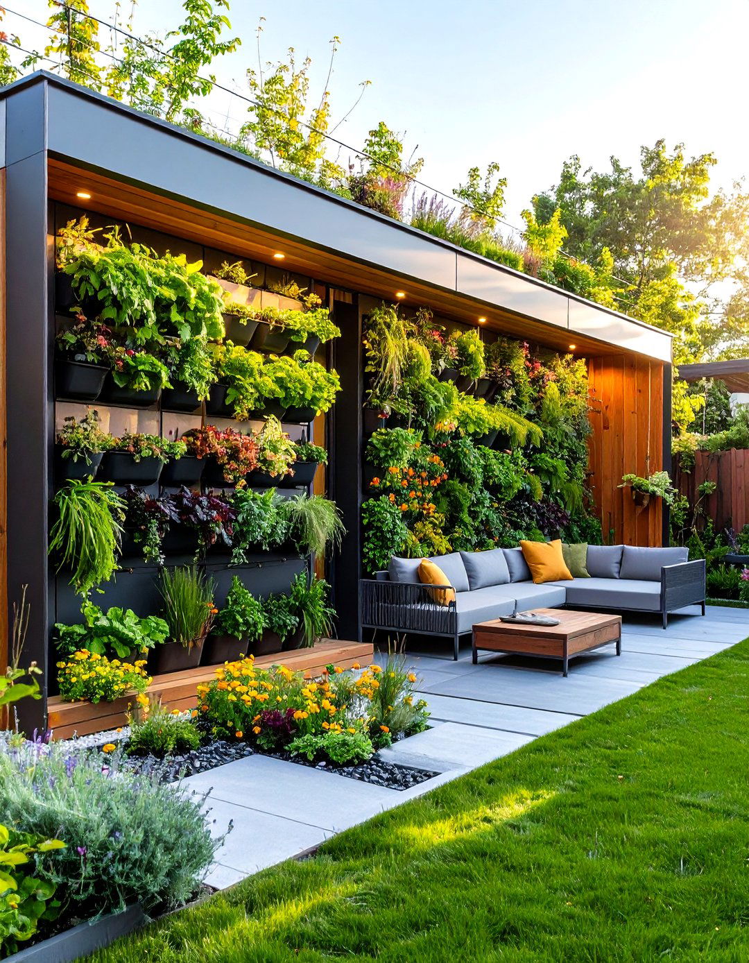 Vertical Garden Patio with Living Walls - 24 Small Patio Ideas