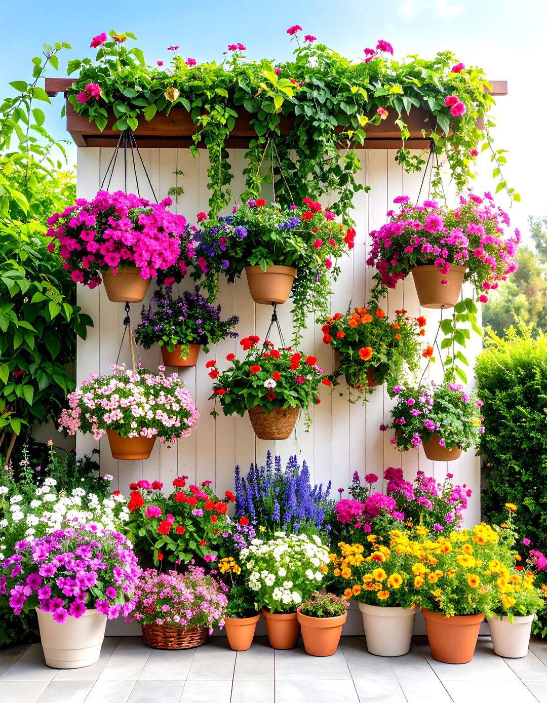 Vertical Pink Hanging Garden - 24 Pink Garden Ideas