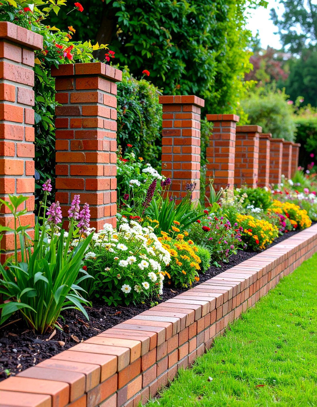 Vertical Soldier Course Edging - 24 Brick Edging Ideas