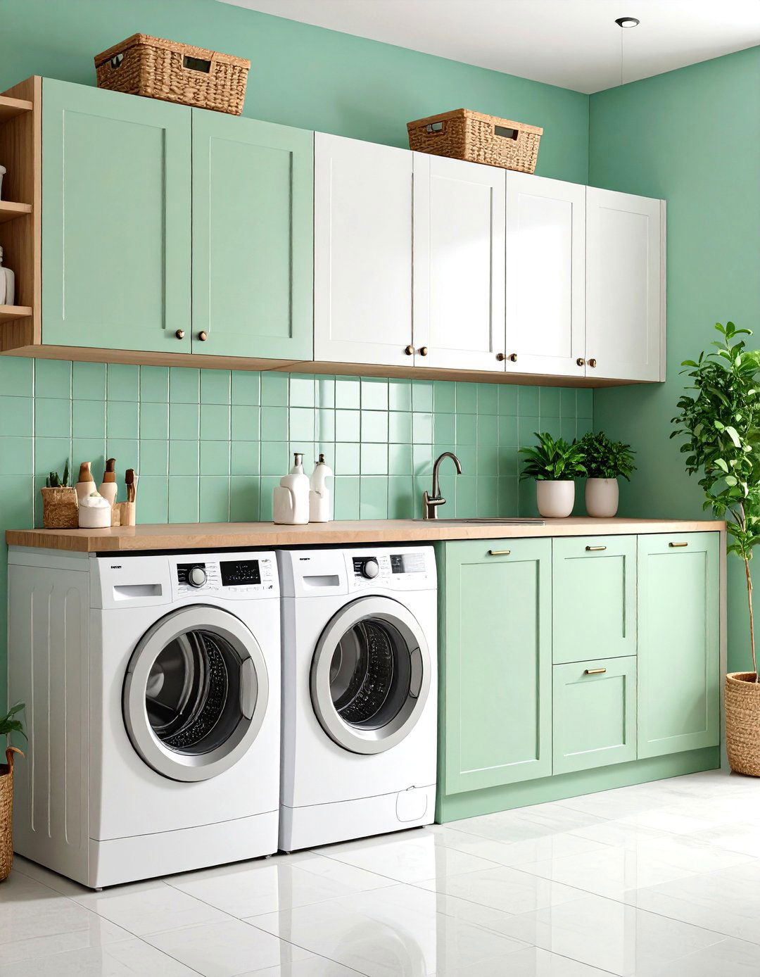 Vertical Stacked Tile Backsplash - 24 Laundry Room Backsplash Ideas